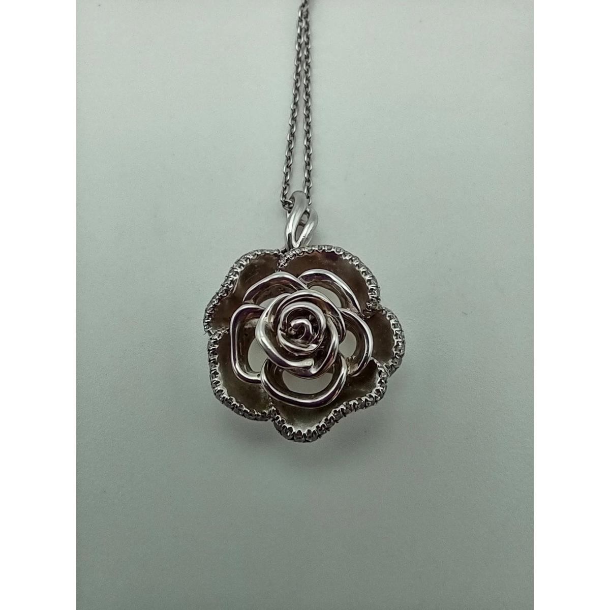 Vera Wang Love Sterling Diamond Rose Pendant Necklace
